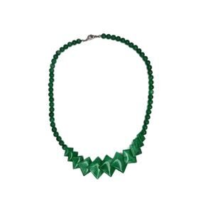 Vintage Jade Bead Choker Necklace 16" Long